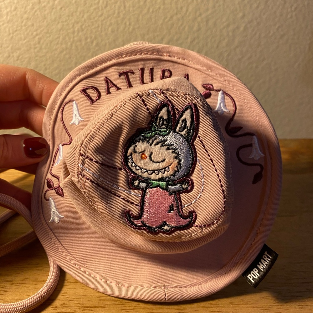 POPMART THE MONSTERS Fall in Wild “Datura” Bucket Hat Mini Bag - Pink - EUC